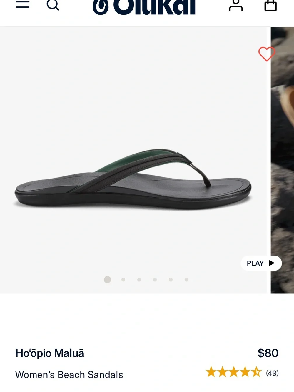 Brand New OluKai Women’s Ho‘ōpio Maluā Sandals, Black, Size 7